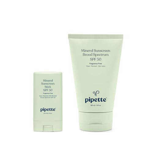 Pipette 100% Mineral Sunscreen Lotion + Stick Duo, Clean, Broad Spectrum with Non-Nano Zinc Oxide, UVB/UVA Sun Protection for Kids & Sensitive Skin, Hypoallergenic, Non-Toxic | Amazon (US)