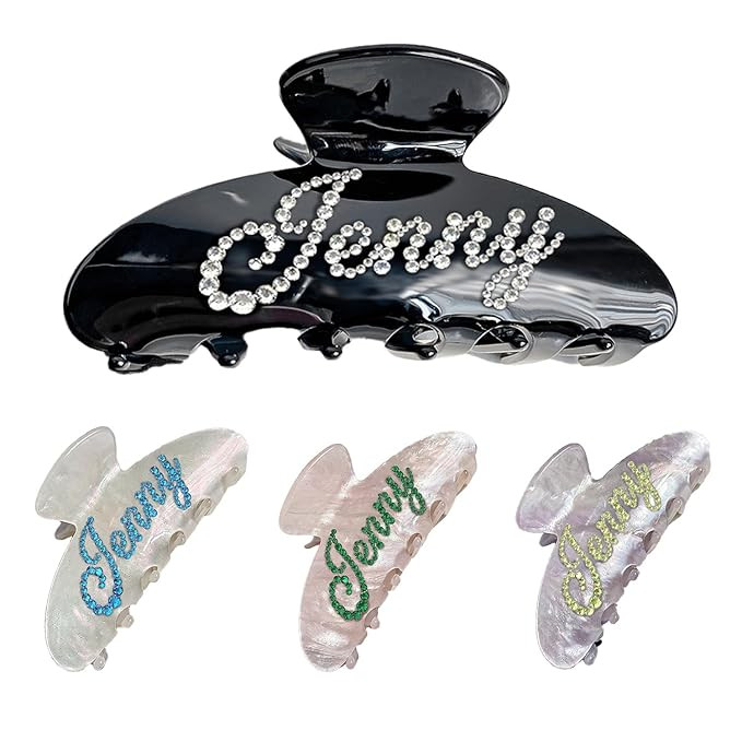 Personalized Banana Hair Clips for Women – Custom Name Large Rhinestone Claw Clips with Strong ... | Amazon (US)