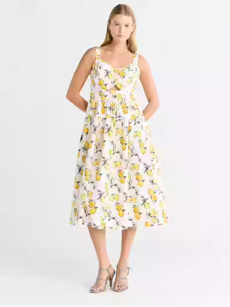 Free Assembly Women's Ruched Cutout Cotton Midi Dress, XS-XXL | Walmart (US)