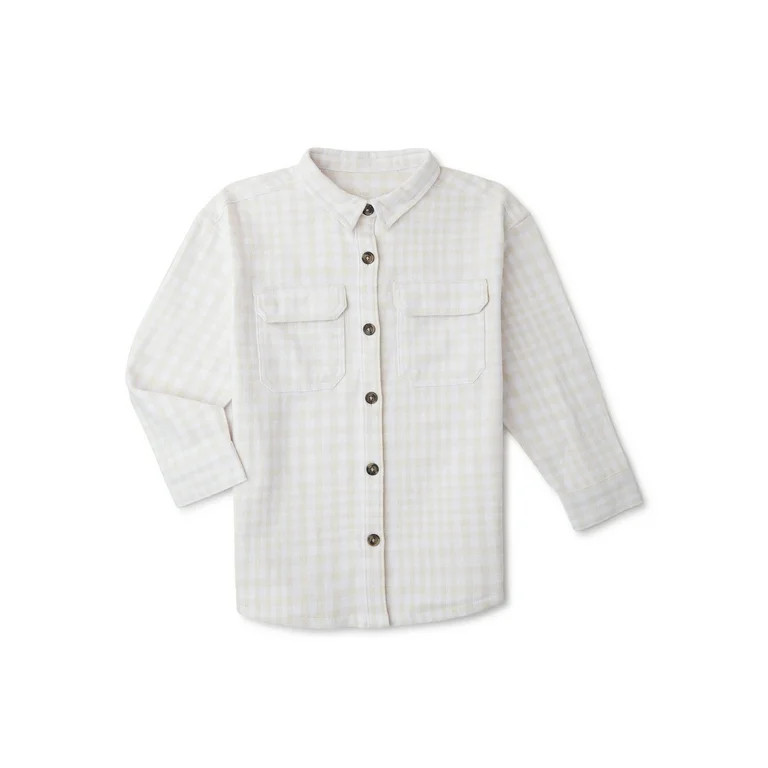 Wonder Nation Girls Long Sleeve Plaid Shacket, Sizes 4-18 & Plus - Walmart.com | Walmart (US)