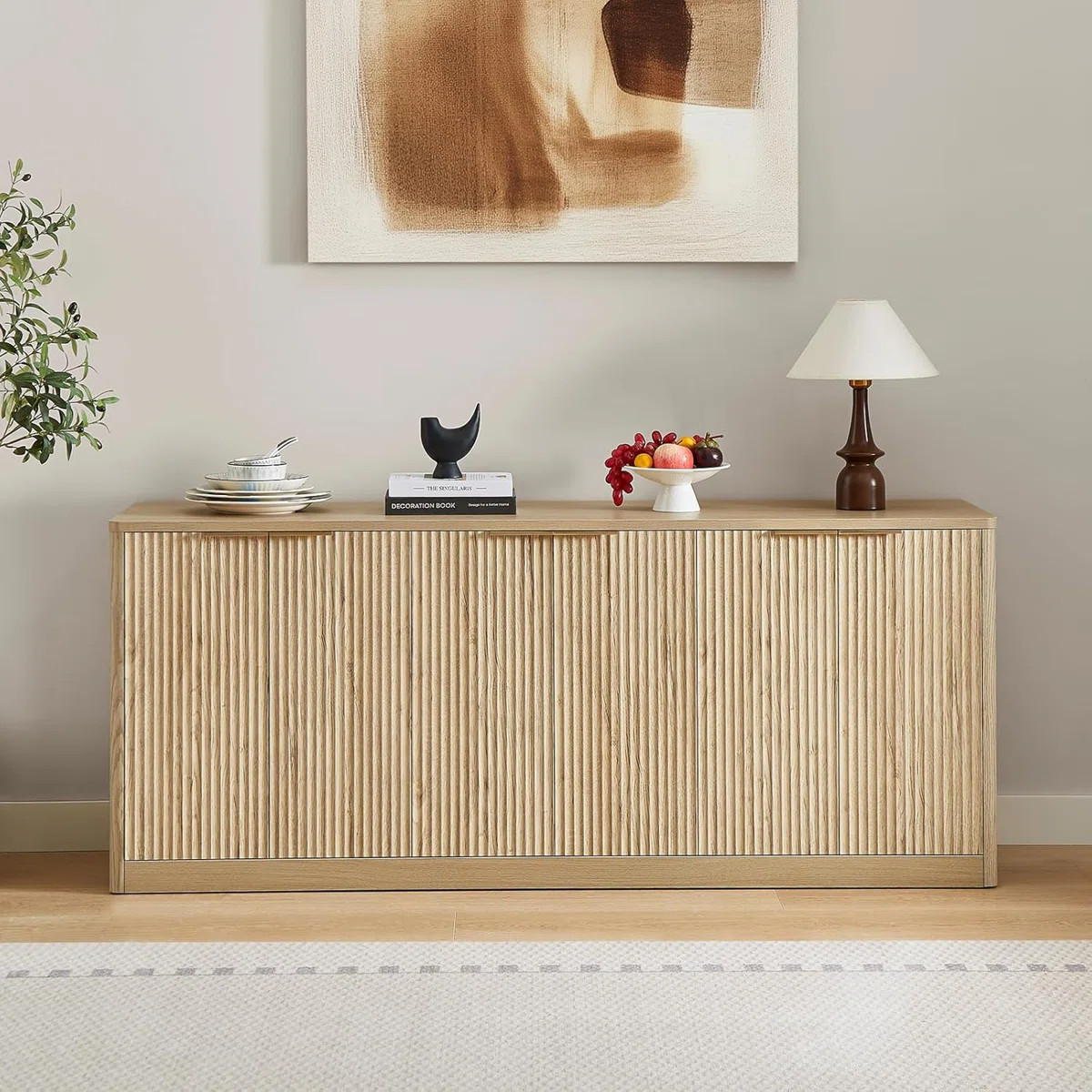 67" Fluted Sideboard Buffet Cabinet With Storage, Large Buffet Cabinet With 6 Doors For Kitchen A... | Wayfair North America