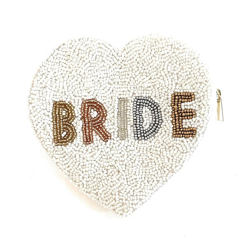 Small BRIDE Clutch Purse, Gift For Bride, Beaded Clutch Purse, Bridal Purse Clutch, White Beaded ... | Etsy (US)