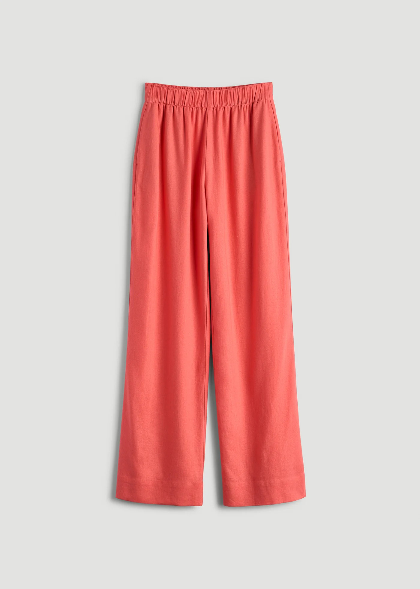 Pull On Wide Leg Linen Pants for Tall Women in Sunset Coral | American Tall