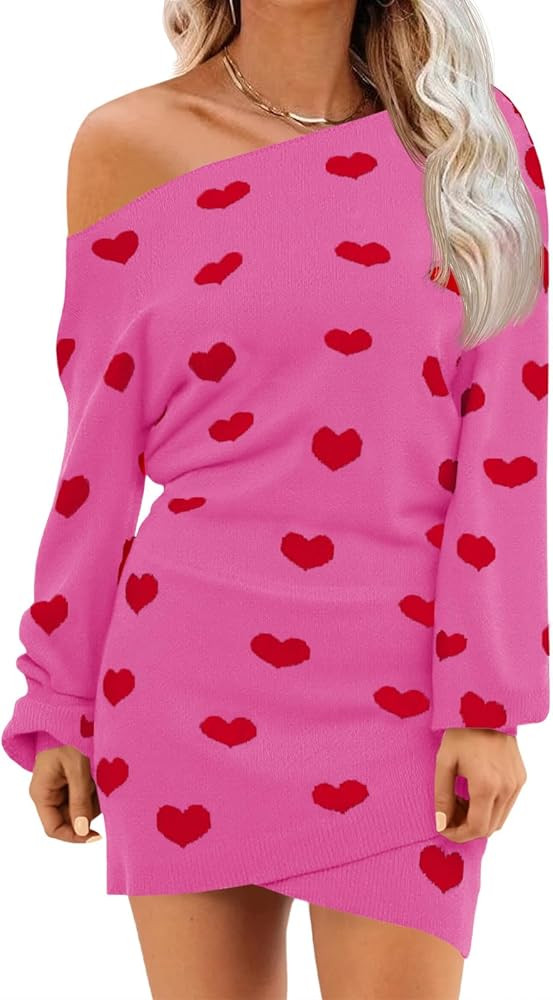 Wenrine Women's Off The Shoulder Sweater Dress 2025 Fall Winter Casual Long Sleeve Knit Slim Fit ... | Amazon (US)