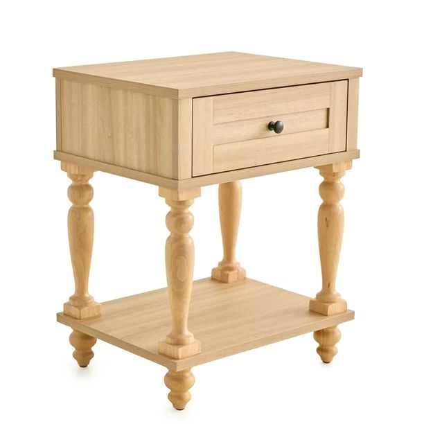 My Texas House Hillcrest Wood Nightstand with Drawer, Light Oak | Walmart (US)