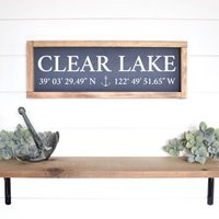 Custom Lake Name With Coordiantes Sign - Hand Painted, Wood | Etsy (US)