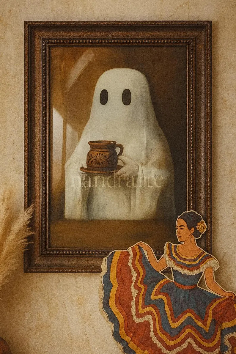Ghost Cafecito Print – Mexican Café De Olla Coffee Art With Ghost Drinking Coffee, Perfect for... | Etsy (US)