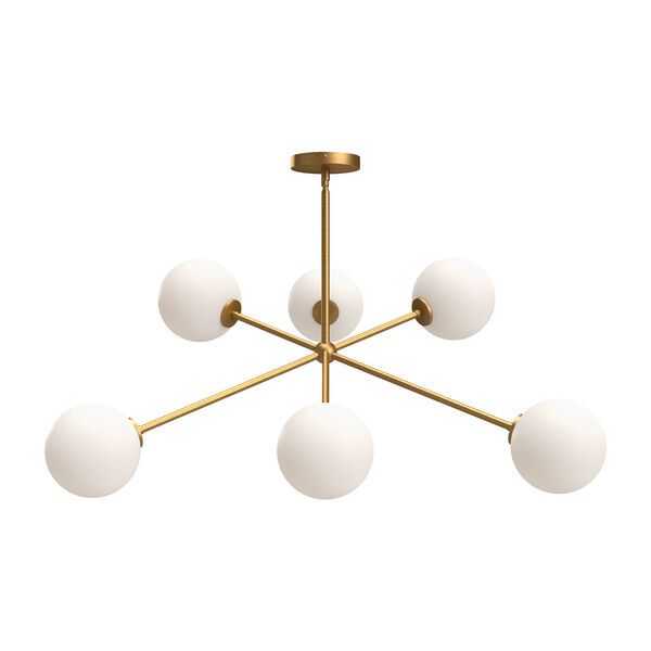 Cassia Aged Gold Six-Light Chandelier with Opal Glass | Bellacor