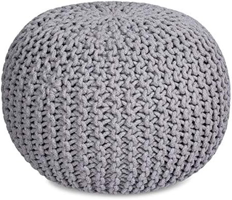 Amazon.com: BIRDROCK HOME Round Pouf Foot Stool Ottoman - Knit Bean Bag Floor Chair - Cotton Brai... | Amazon (US)