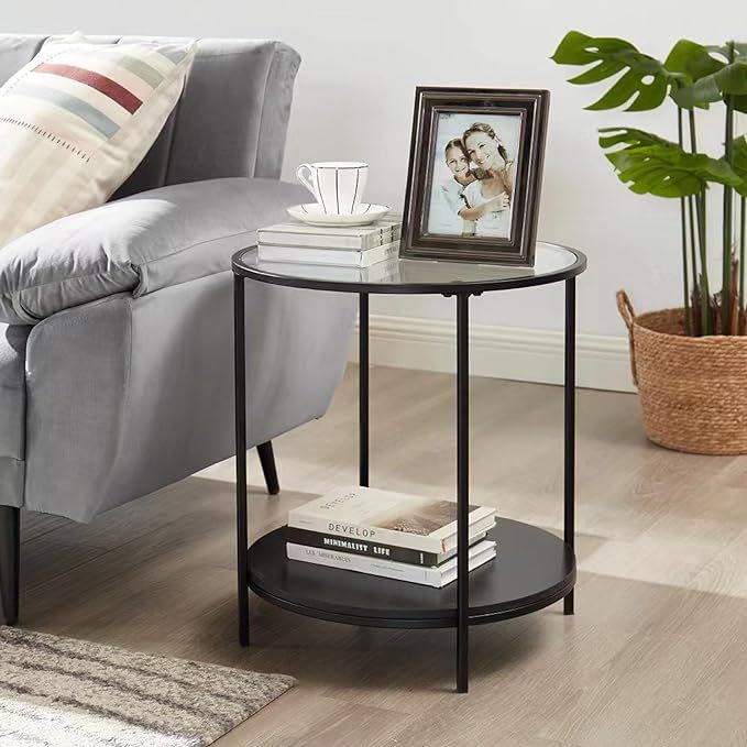 CAWS Modern Industrial Round End Table with Metal Frame - Sturdy, Stylish, and Waterproof - Perfe... | Amazon (US)