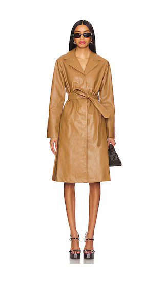 Viktoria Faux Leather Coat in Camel | Revolve Clothing (Global)