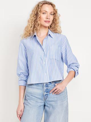 Button-Down Oxford Crop Shirt | Old Navy (US)