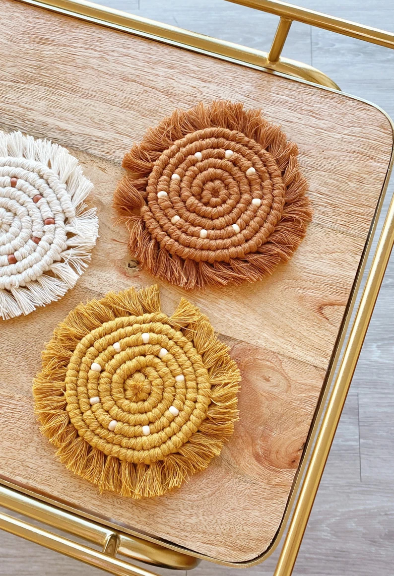 Fall Macrame Coaster Set Deal / Coasters / Boho Coasters / | Etsy | Etsy (US)