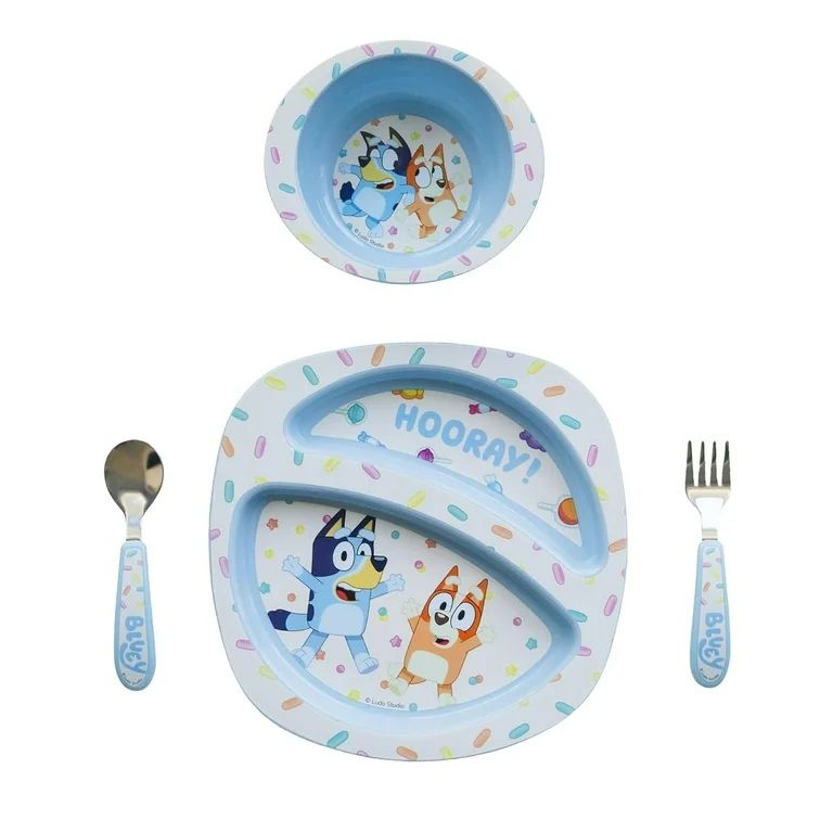 Bluey Toddler Dinnerware Set - Divided Plate, Bowl, Utensils - Fun Bluey Design - - Walmart.com | Walmart (US)