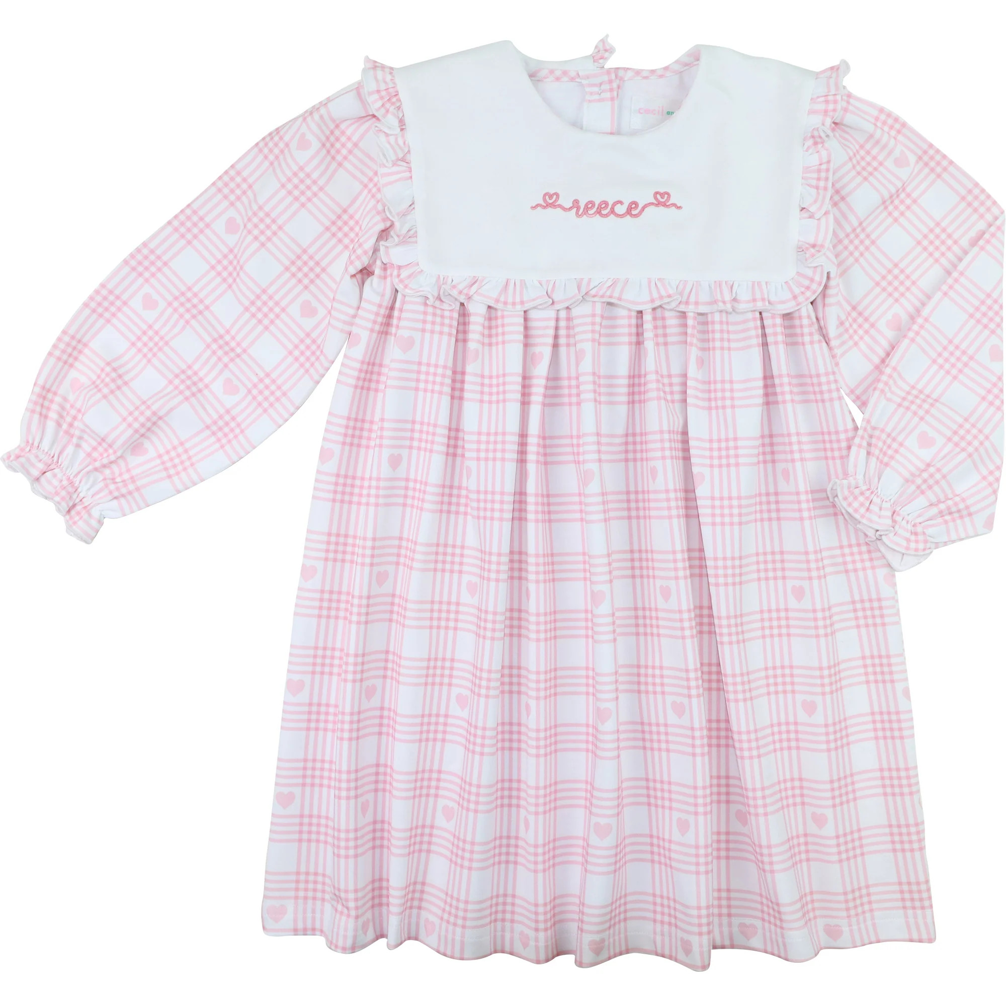 Pink Knit Plaid Heart Dress | Cecil and Lou