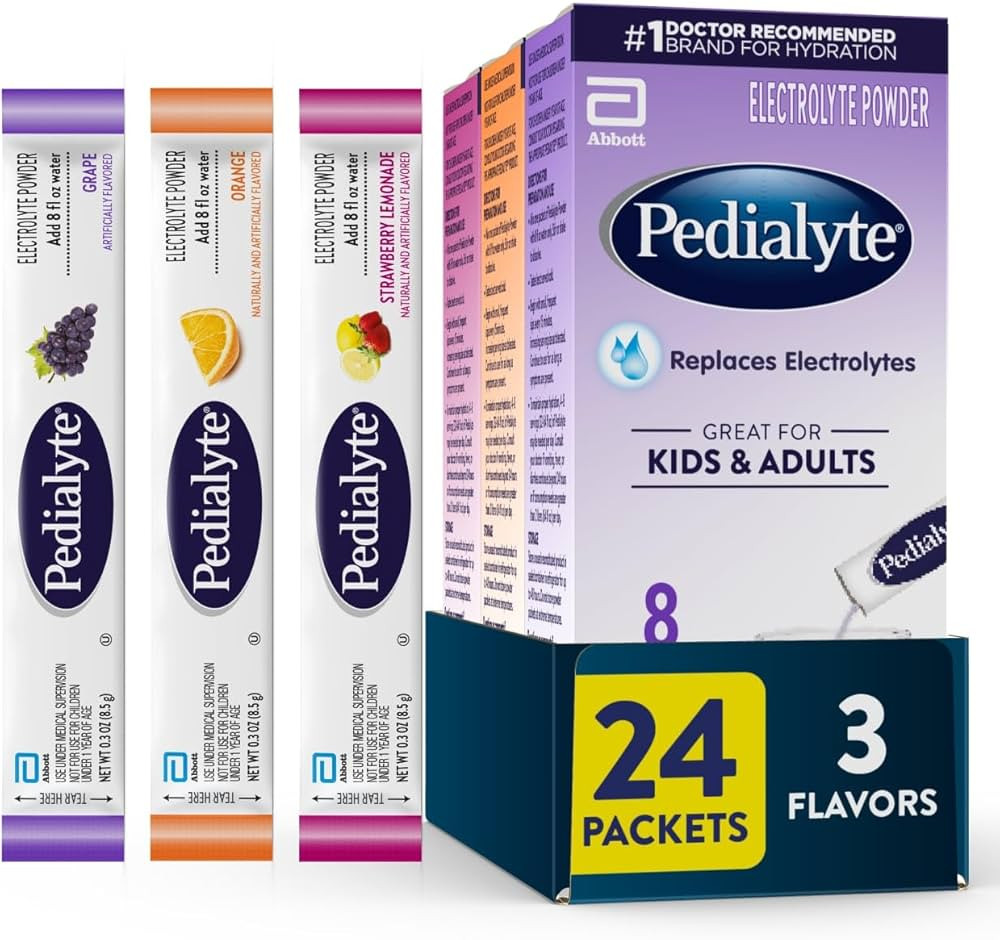 Pedialyte Electrolyte Powder | Hydration Drink for Kids & Adults | Variety Pack: Grape, Strawberr... | Amazon (US)