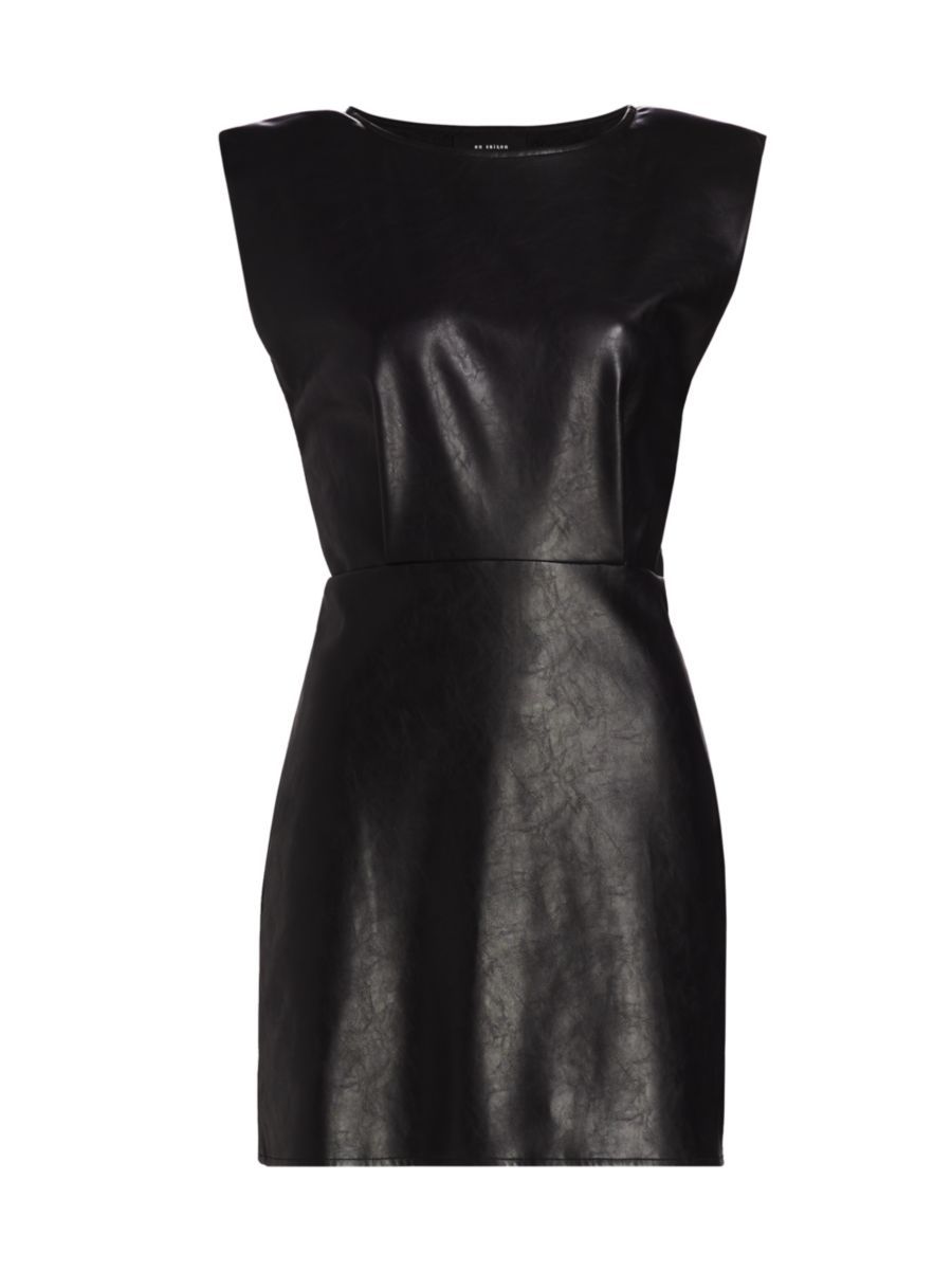 Lana Vegan Leather Padded Shoulder Minidress | Saks Fifth Avenue