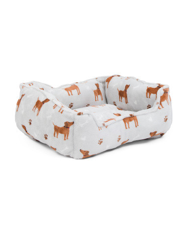 Bowie Dog Printed Flannel Fleece Cuddler Bed | TJ Maxx