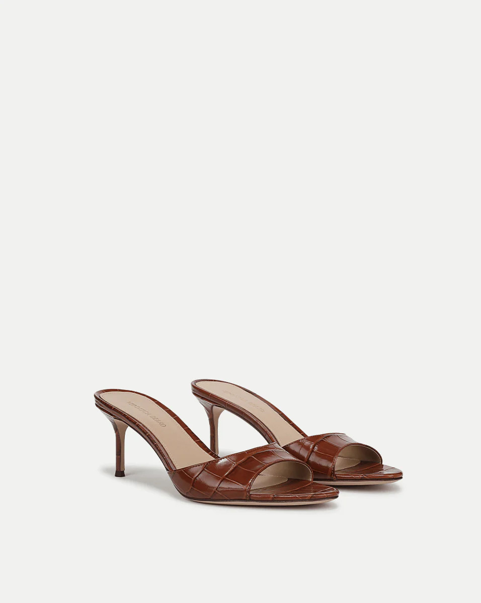 Tia Croc-Embossed Sandal | Veronica Beard