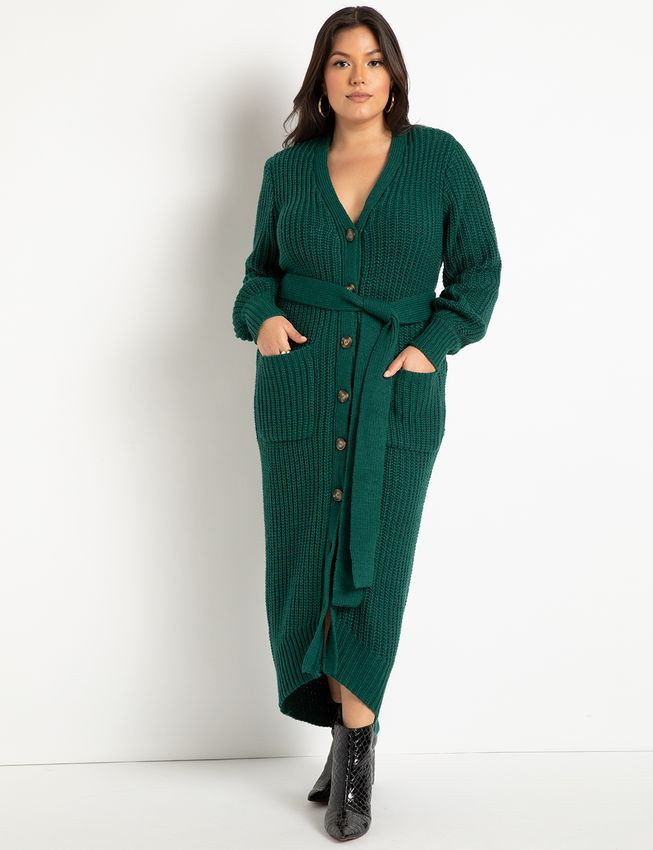 Belted Cardigan Sweater Dress | Eloquii