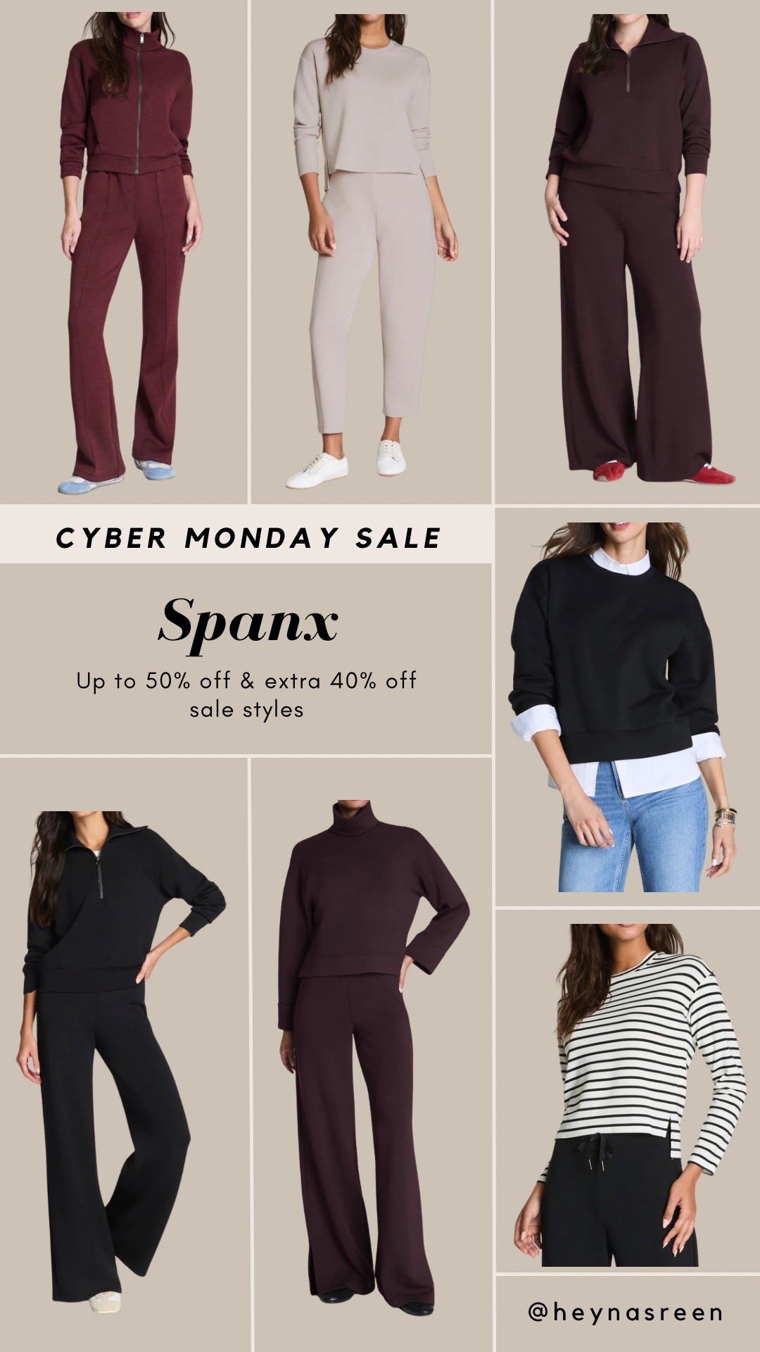 Spanx cyber Monday sale including up to 50% off on air essentials, 30% off matching sets and an extra 40% off sales 

#LTKSaleAlert #LTKCyberWeek