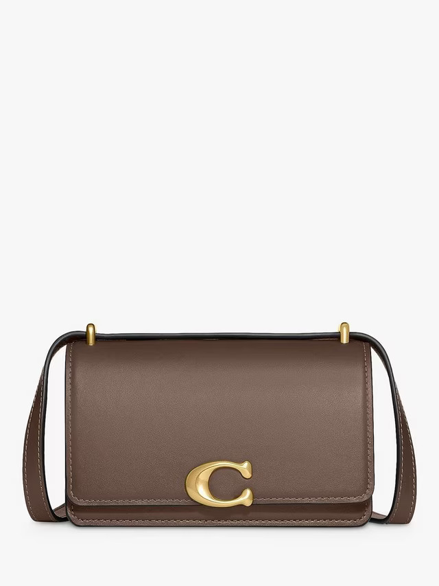 CoachBandit Leather Cross Body Bag, Dark Stone | John Lewis (UK)