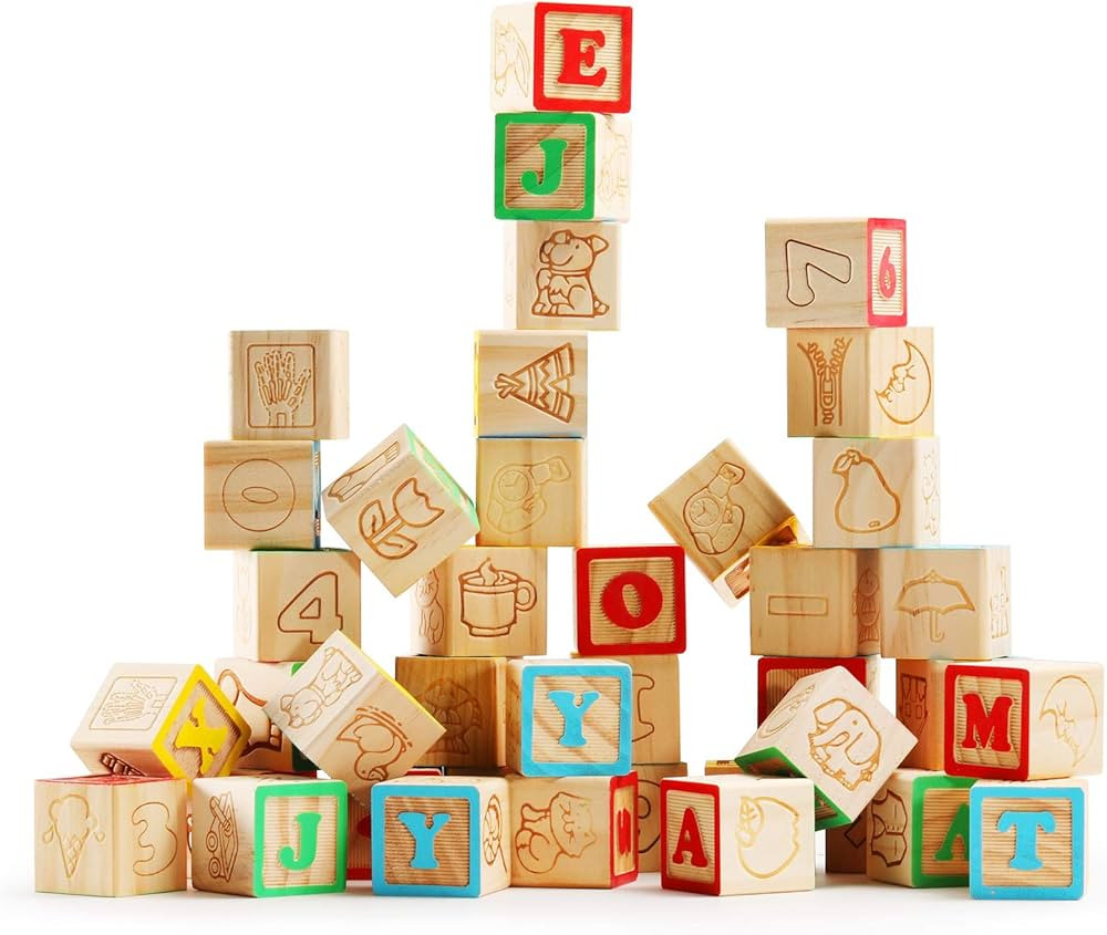 SainSmart Jr. Wooden ABC Alphabet Blocks Set, 40PCS Classic Wood Toy for Stacking Building Educat... | Amazon (US)