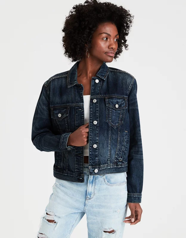 AE Dark Wash Denim Jacket | American Eagle Outfitters (US & CA)