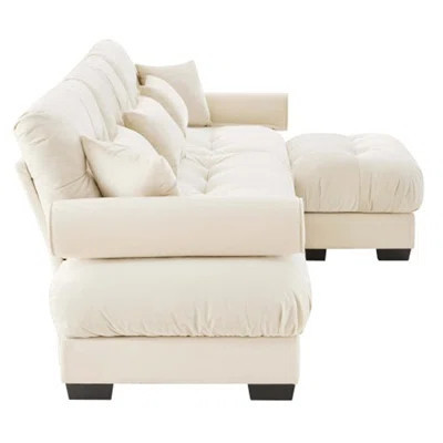 Super Comfort Oversized Modular Velvet Sectional Sofa Couch with Movable Ottoman,Corner Sectional with Bolstered Armrests, Deep Seat Cloud Couch, Conv | Wayfair North America