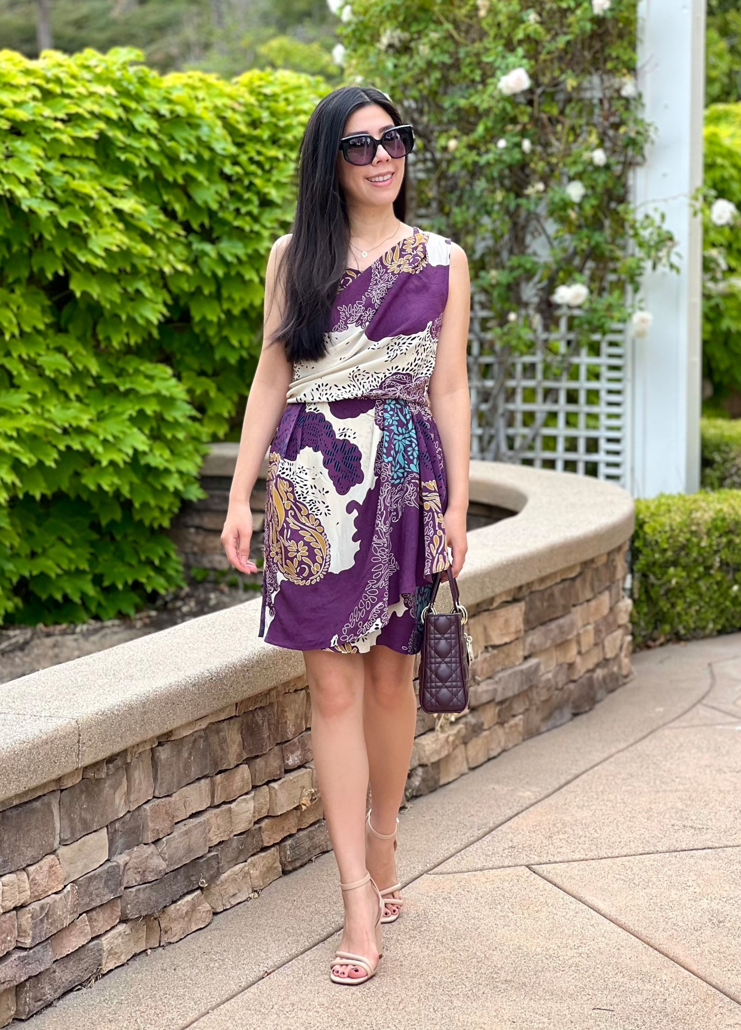 Giving all my summer and lightweight dresses some air time while warm weather is still around! I love the unique draping of fabric across the top! It adds a little more depth to an otherwise simple dress! 

#gardenparty #purpleoutfit

#LTKParties #LTKItBag #LTKPetite