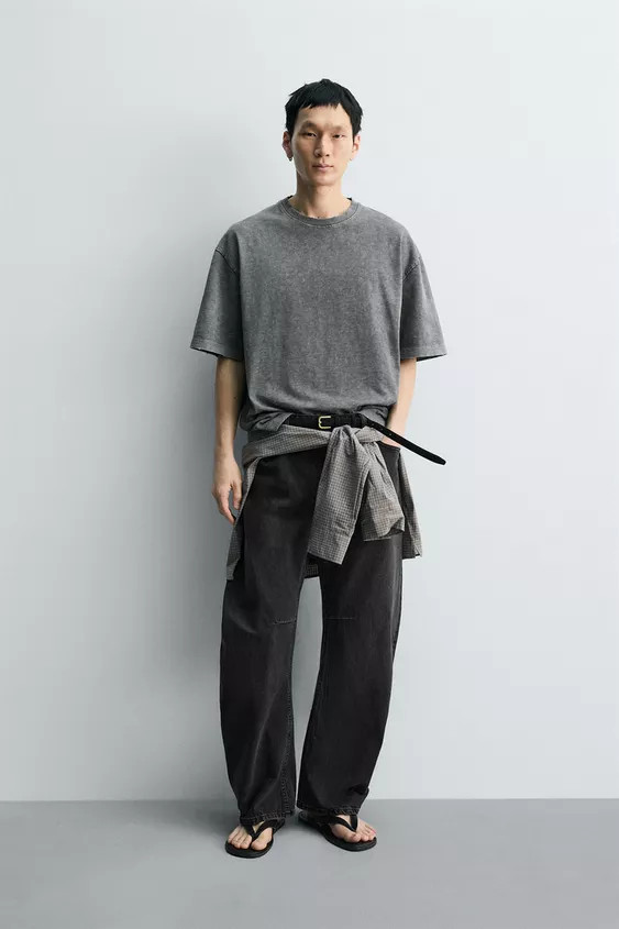 RELAXED FIT SLUB TEXTURE WASHED T-SHIRT | Zara US