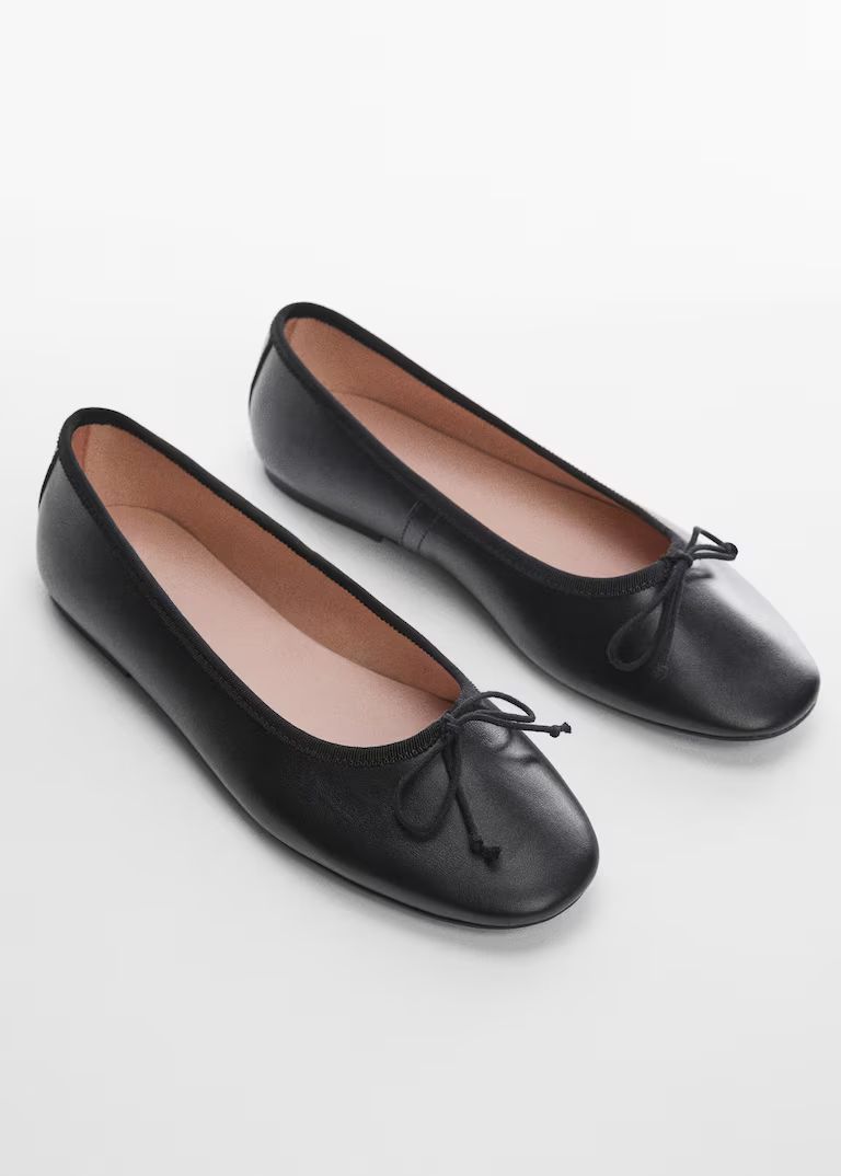 Bow leather ballerina | MANGO (UK)
