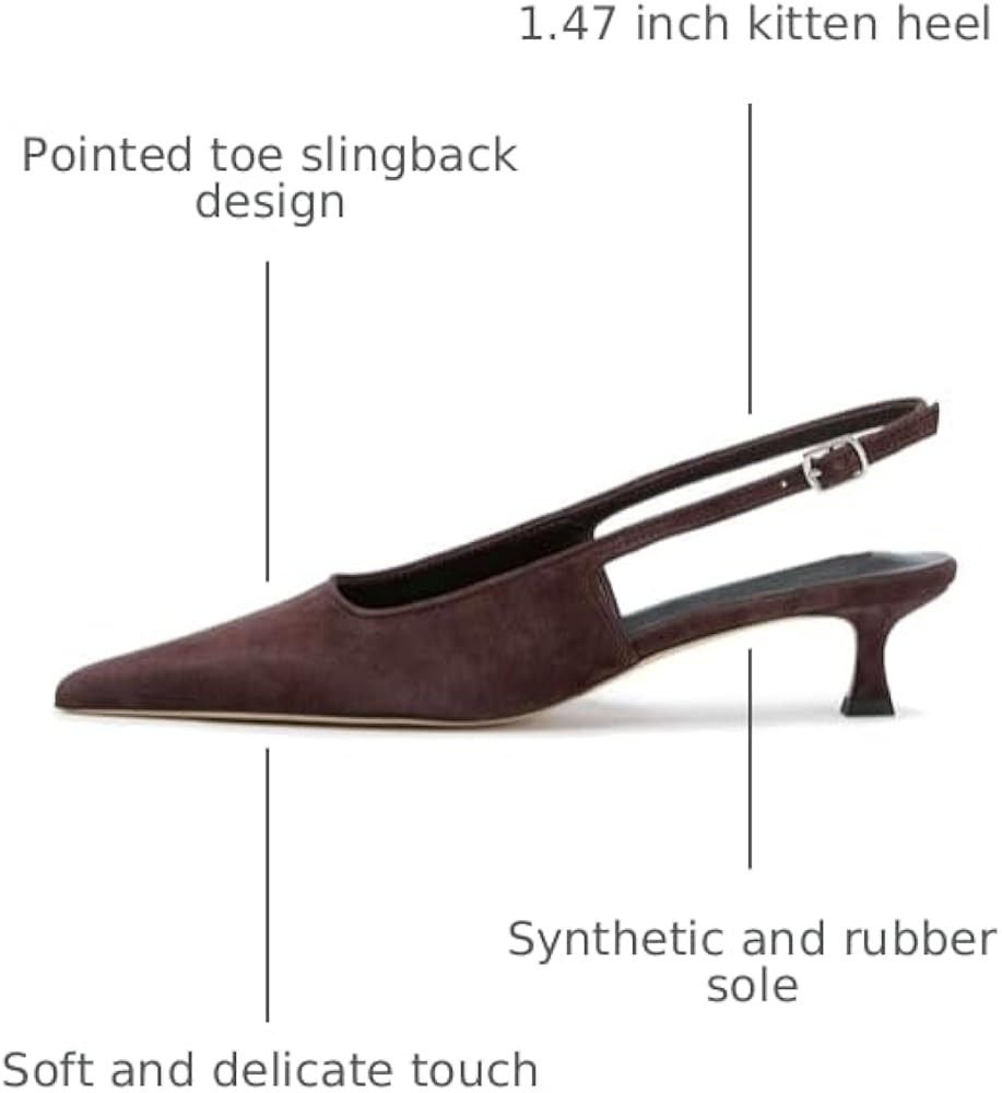 KysBloes Pointed Toe Slingback Kitten Heels for Women Low Heel Pointed Toe Pumps Formal Dress Sho... | Amazon (US)
