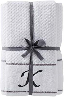SKL Home by Saturday Knight Ltd. Monogram "K" Bath and Hand Towel Set, White, 4-pack | Amazon (US)