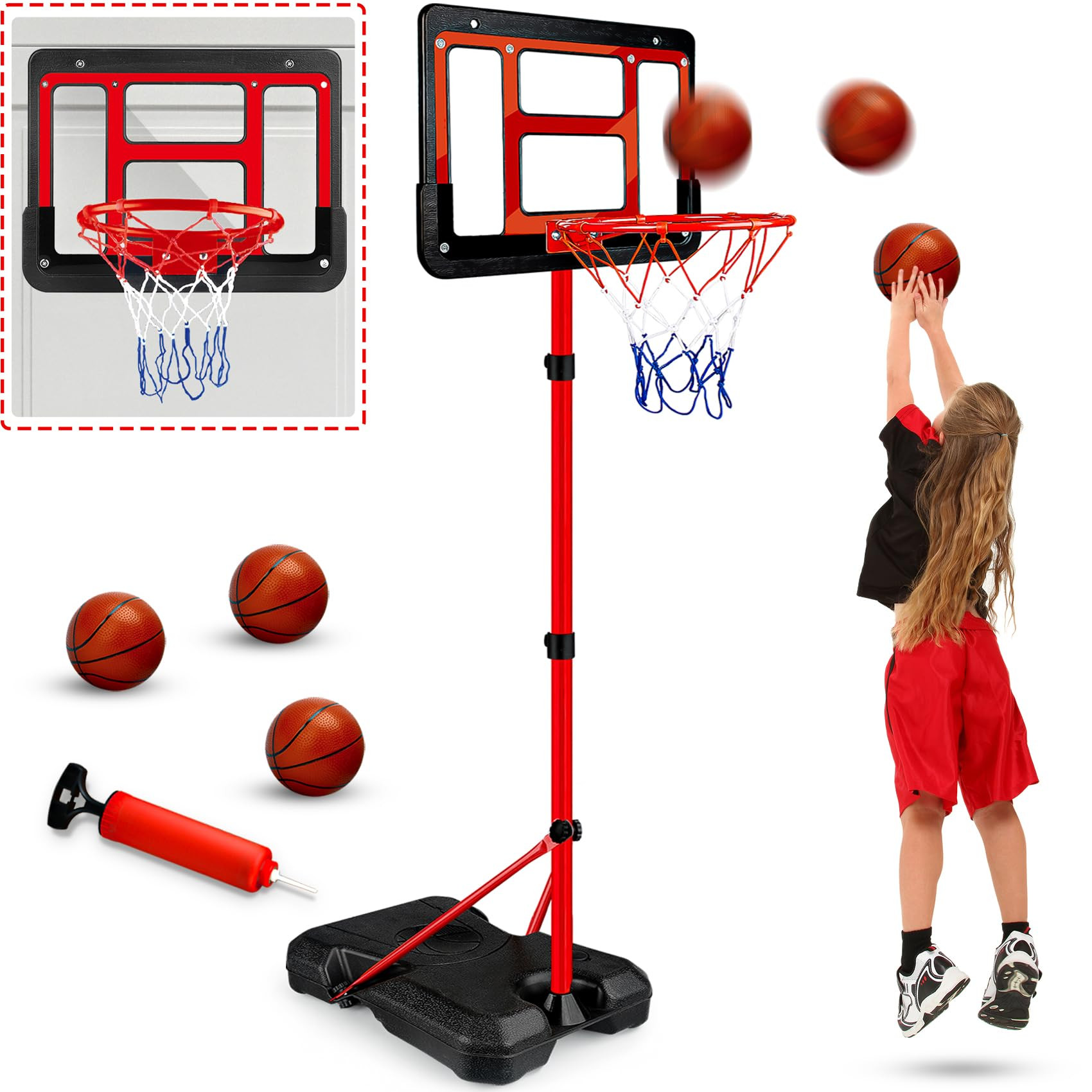 Kids Basketball Hoop with Stand, Adjustable Basketball Set, Toddler Basketball Toys for Boys Age ... | Amazon (US)
