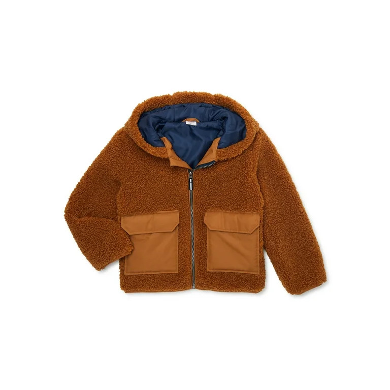 Wonder Nation Boys Sherpa Full Zip Jacket, Sizes 4-18 & Husky - Walmart.com | Walmart (US)