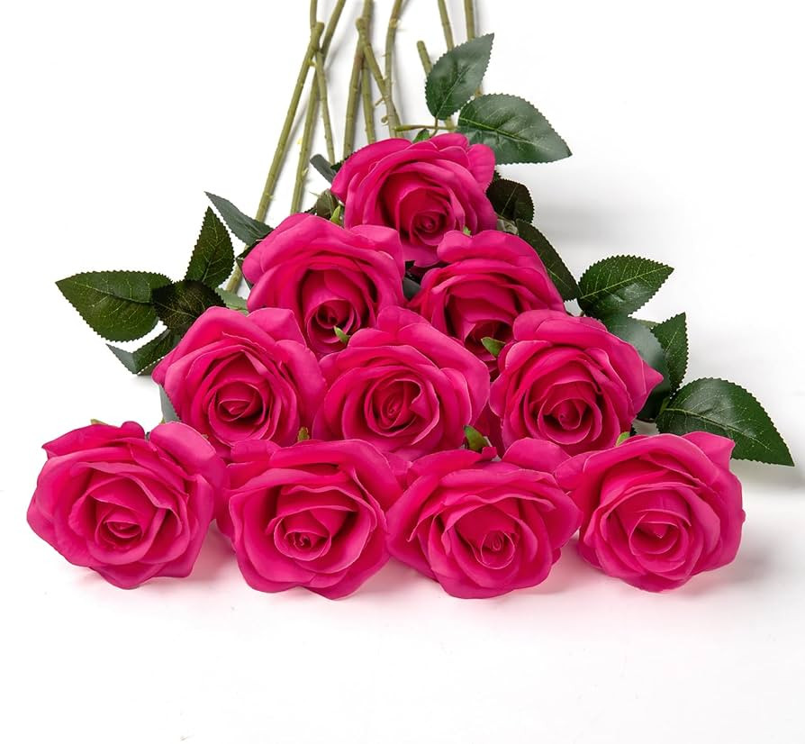 DuHouse 10pcs Silk Roses Artificial Flowers Fake Rose for Arrangement Wedding Party Home Decorati... | Amazon (US)