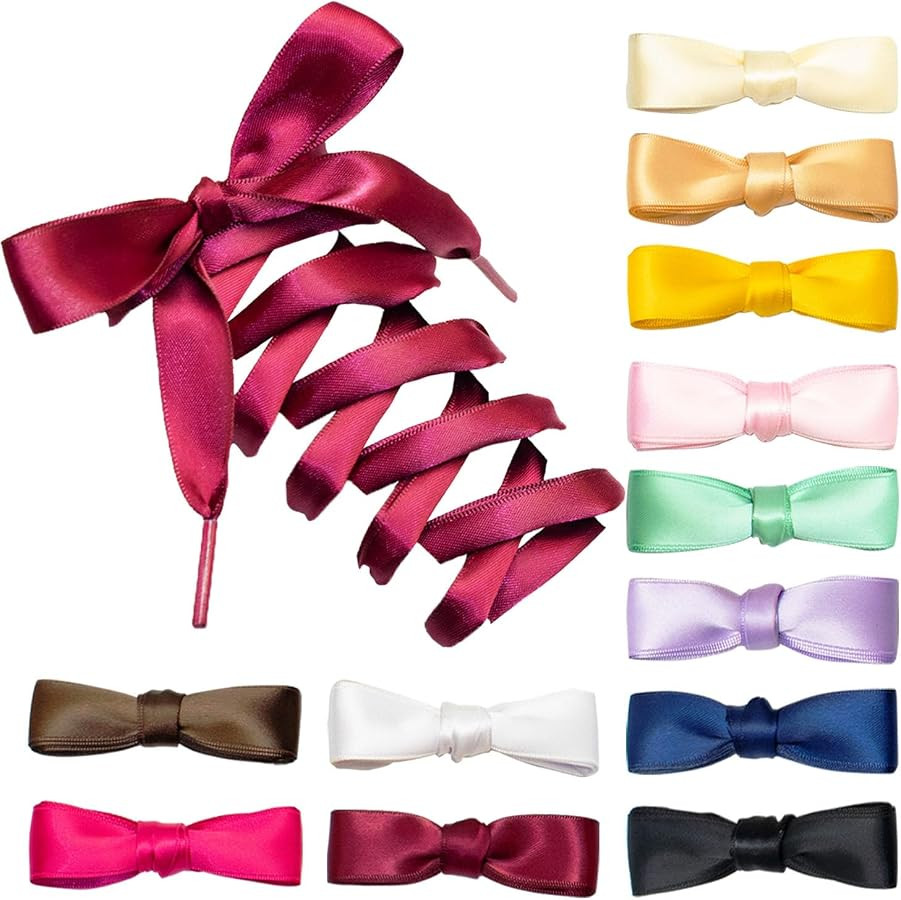 12 pairs of silk shoelaces set, 0.8-inch wide \uff0c47 inches long | Amazon (US)