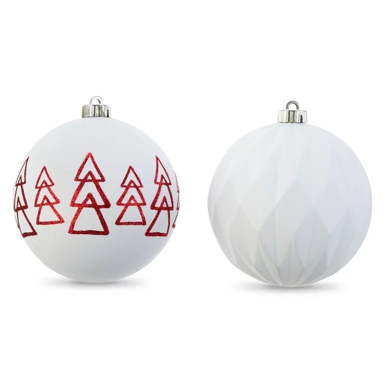 Holiday Time Red and White Jumbo Shatterproof Christmas Ball Ornament, 6 Pack - Walmart.com | Walmart (US)