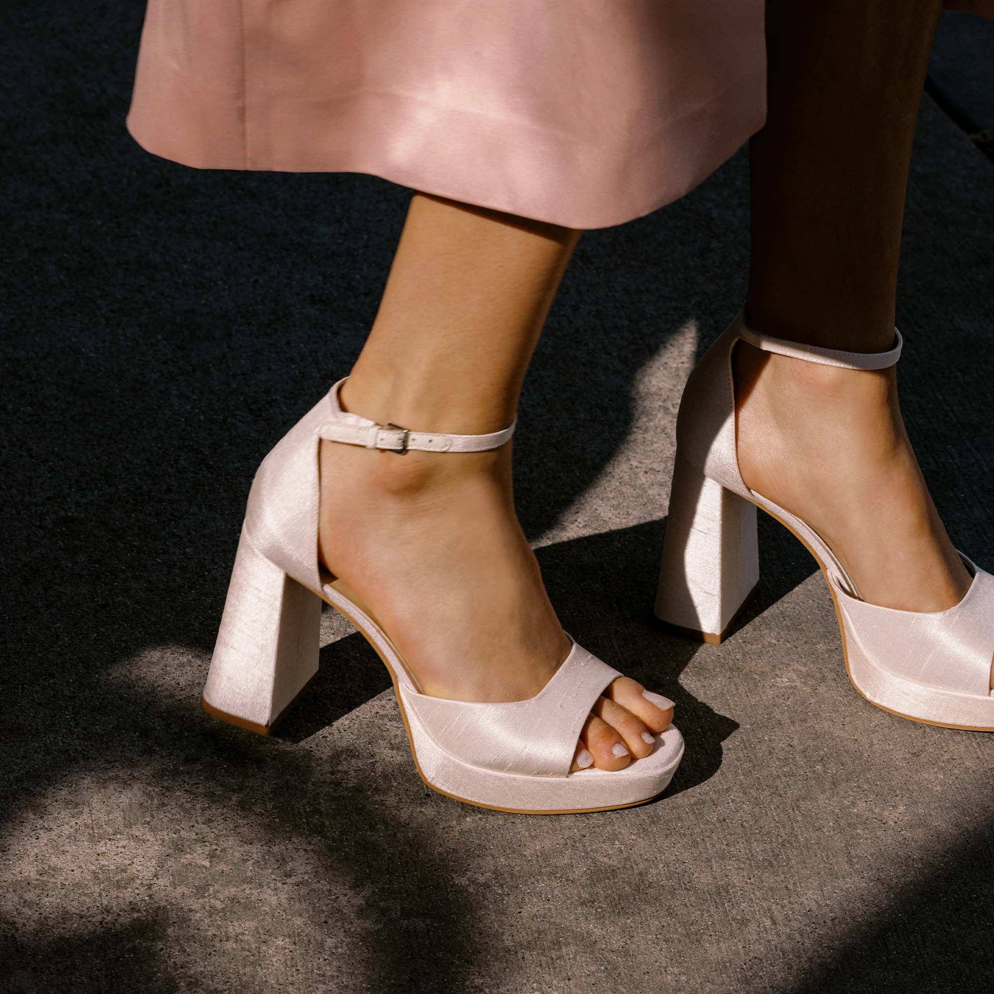 Pandro Heels White Satin | DolceVita.com