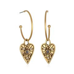 Portia Heart Talisman Charm Hoop Earrings | Sequin