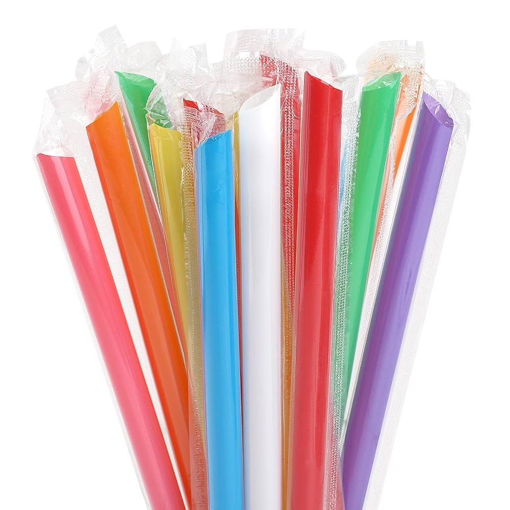 100 Pcs Jumbo Smoothie Straws Boba Straws,Individually Wrapped Multi Colors Disposable Plastic La... | Amazon (US)