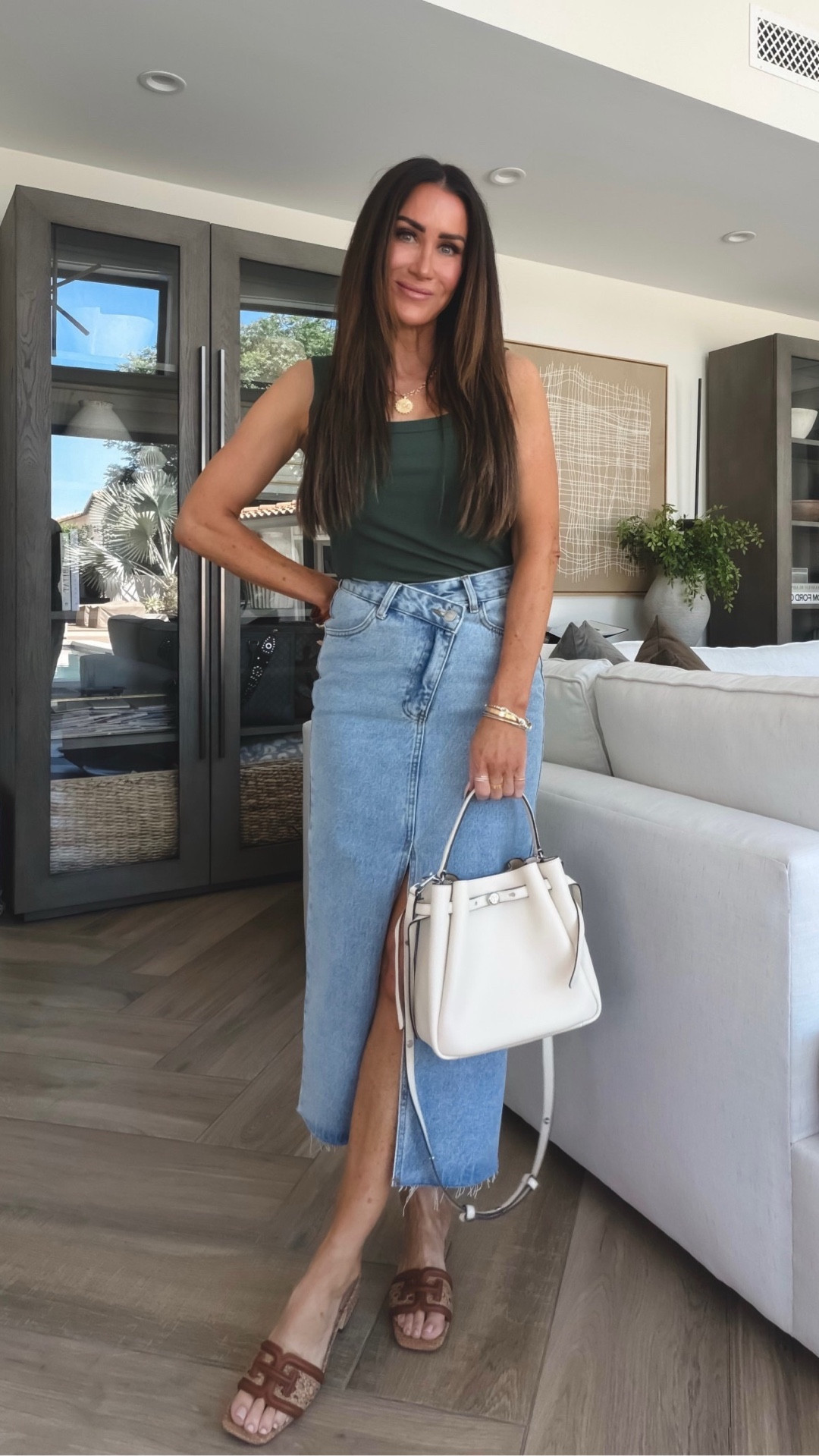 The perfect summer ivory bucket bag you can carry a variety of ways and other Mother’s Day gift ideas I own and LOVE💕
I think this is the most precious bag for easy summer days! Any of my jewelry, some are personalized, would also make great gift ideas!! 
Tank sz small, Linking a super similar skirt
Summer amazon outfit idea, denim midi skirt, tank top 


#LTKmomlife #LTKootd #LTKOver40