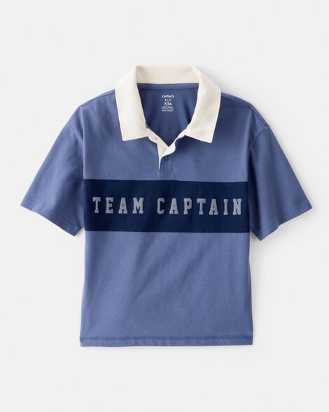 Boys Team Captain Cotton Short-Sleeve Uniform Polo Shirt - Blue | Carter's Inc
