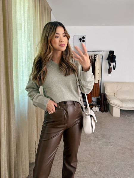 Love these chocolate brown leather pants.

vacation outfits, travel outfit, fall outfit, Nashville outfit, everyday outfit, on the go outfit, fall outfit inspo, Gilmore girls, teacher outfits, 

#LTKSeasonal #LTKworkwear #LTKstyletip