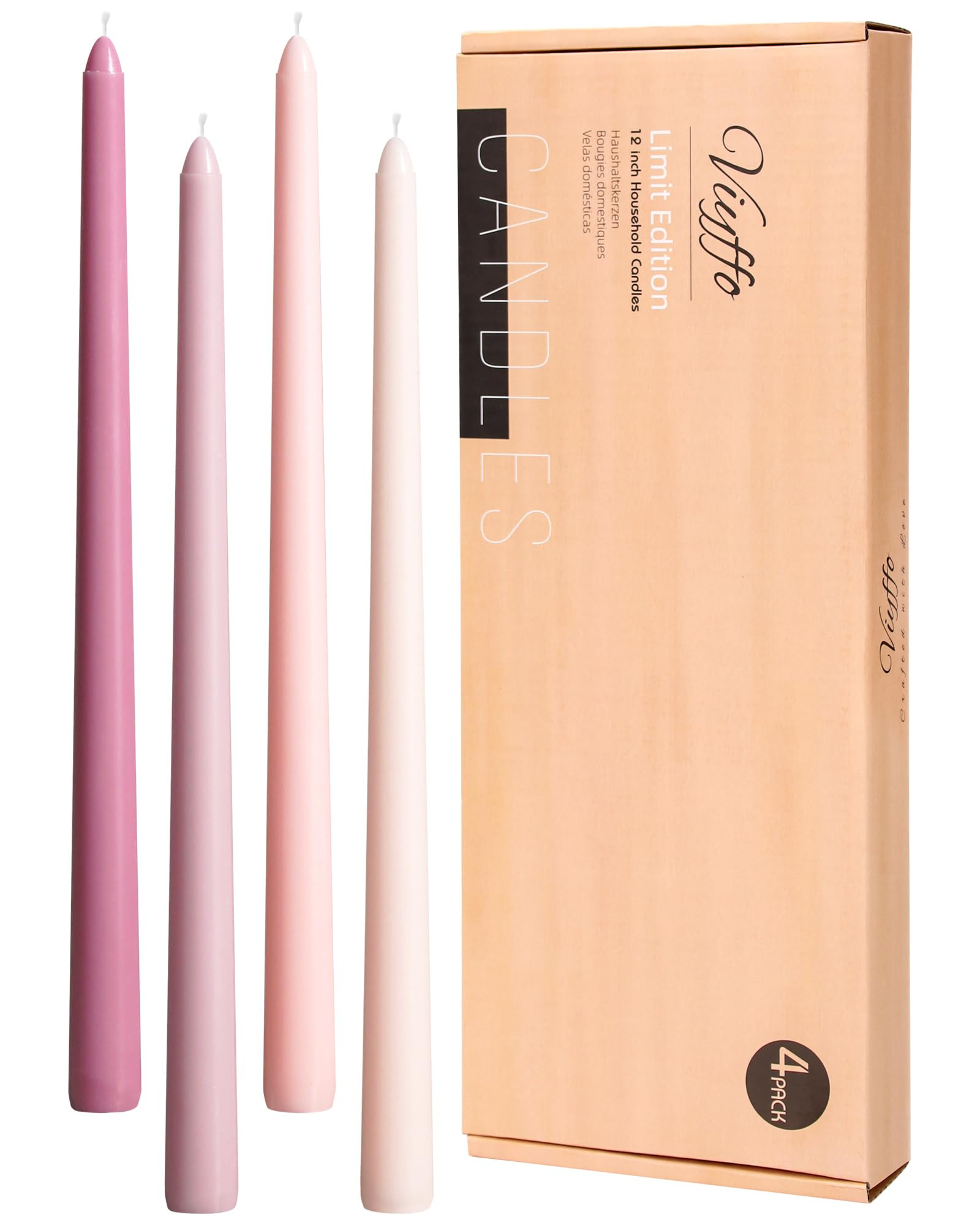 12 Inch Purple Taper Candles Set of 4 Unscented Smokeless Long Tall Tapered Candles for Candlesti... | Amazon (US)