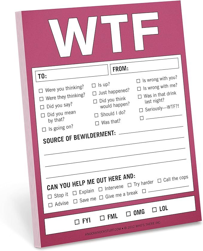 Amazon.com : Knock Knock 12088 WTF Nifty Notes : Funny Sticky Notes : Office Products | Amazon (US)
