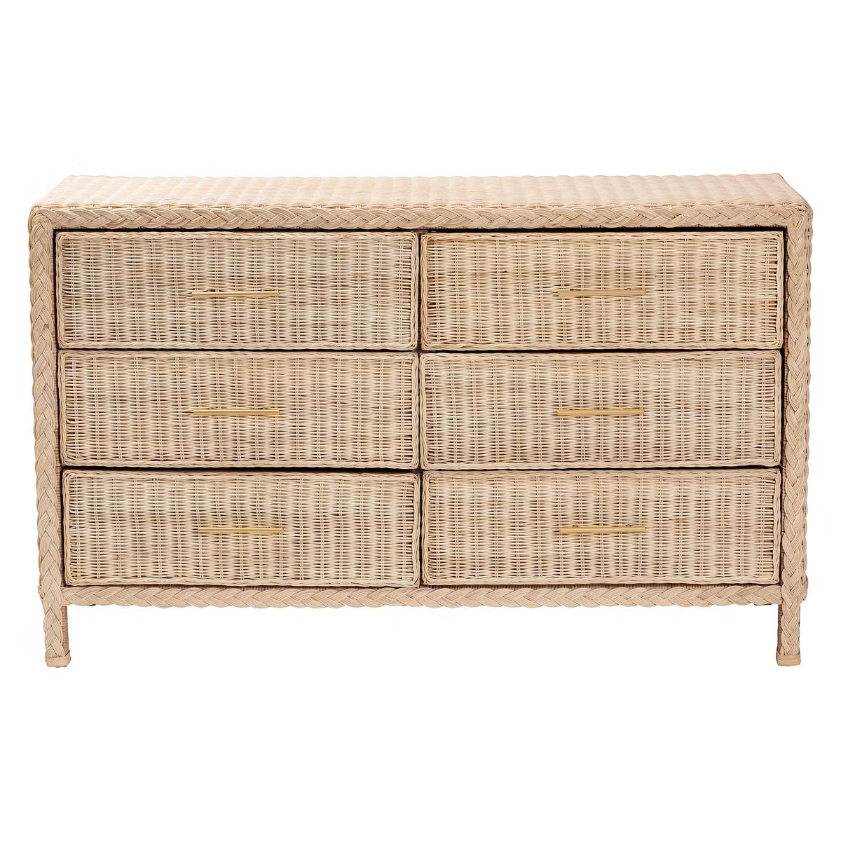 bali & pari Lanica Rattan 6 Drawer Dresser Sun Bleached Rattan | Target