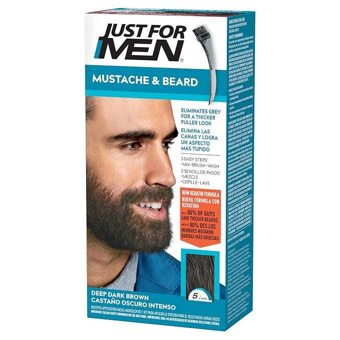 JUST FOR MEN Mustache & Beard Dye, Keratin, Deep Dark Brown M-46 (1 Pack) | Amazon (US)