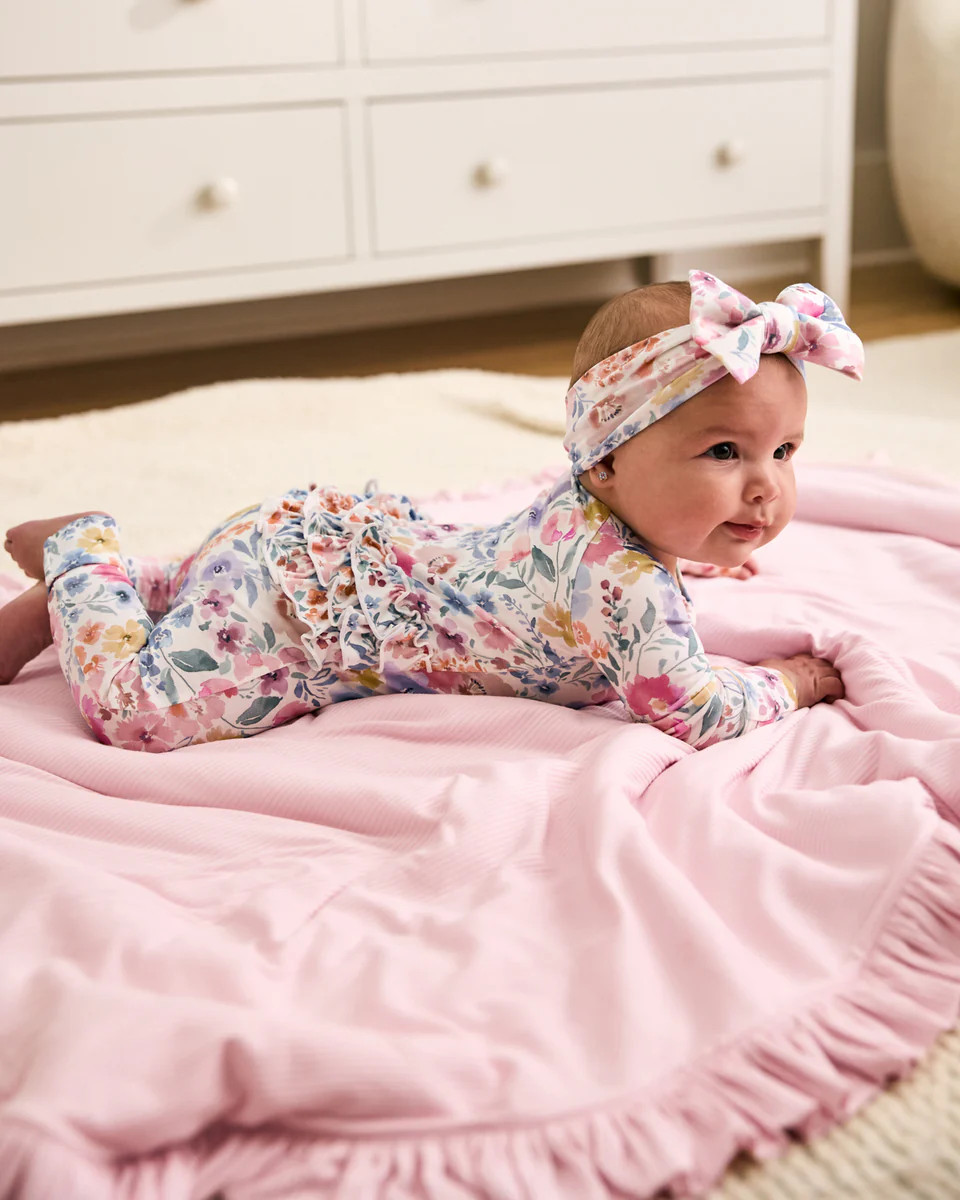 Prima Pink Ribbed Ruffle Mini Cloud Blanket® | Little Sleepies
